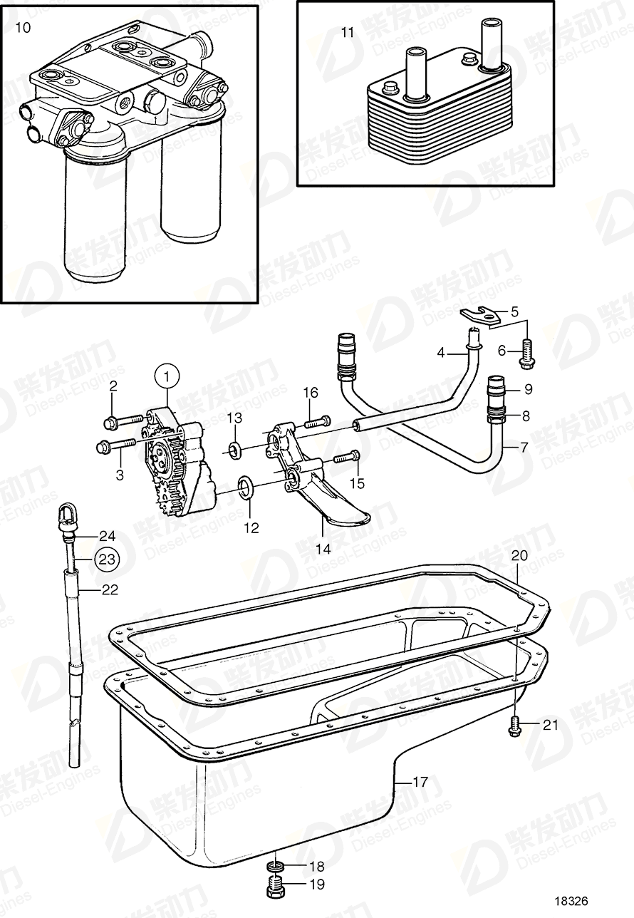 volvo penta Oil pressure pipe 3827023 Drawing volvo penta Oil pressure pipe 3827023 Drawing
